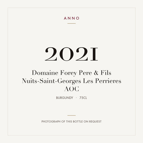 Domaine Forey Pere & Fils Nuits-Saint-Georges Les Perrieres 2021 AOC 0,75l from Burgundy — ANNO vintage card; photograph of the actual bottle available on request