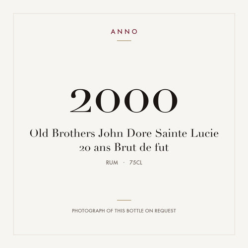 Old Brothers John Dore Sainte Lucie 20 ans Brut de fut 2000 0,75l from Rum — ANNO vintage card; photograph of the actual bottle available on request