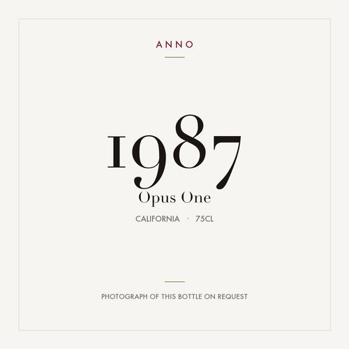 Opus One 1987 0,75l from California — ANNO vintage card; photograph of the actual bottle available on request