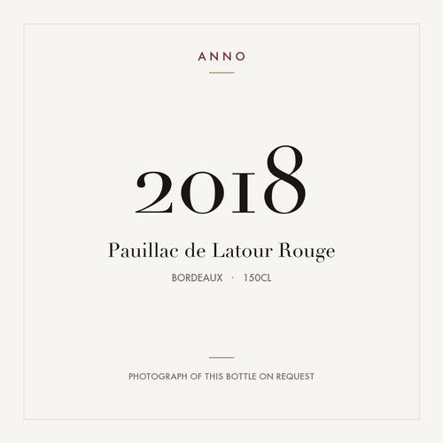 Chateau Latour Pauillac de Latour 2018 AOC 1,5l — ANNO-jaargangkaart; foto van de echte fles op aanvraag