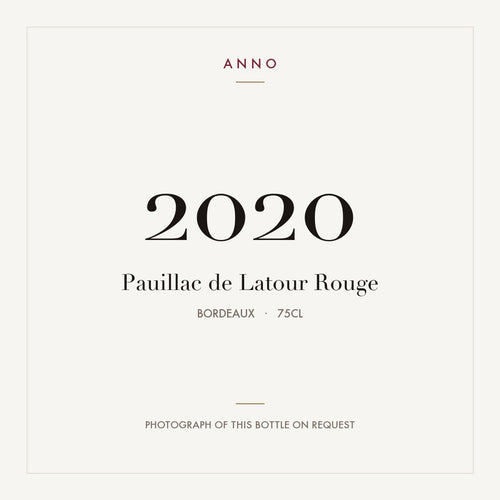Chateau Latour Pauillac de Latour 2020 AOC 0,75l — ANNO vintage card; photograph of the actual bottle available on request