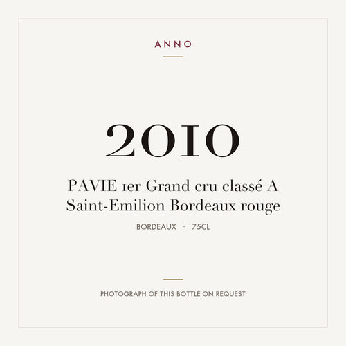 Chateau Pavie Saint-Emilion 2010 AOC 0,75l — ANNO vintage card; photograph of the actual bottle available on request