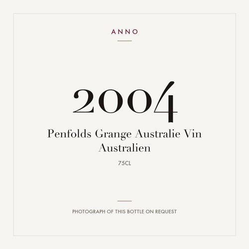 Penfolds Grange 2004 0,75l — ANNO 年份卡；實際酒瓶照片可應要求提供