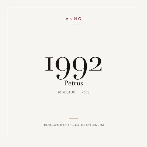 Petrus 1992 0,75l — ANNO vintage card; photograph of the actual bottle available on request