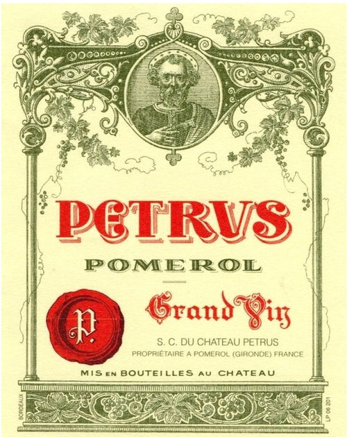 Petrus — wine label, illustrative image