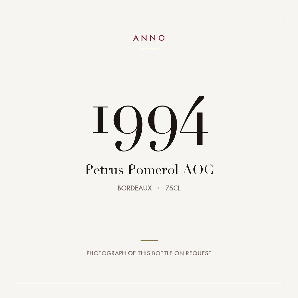 Petrus Pomerol 1994 AOC 0,75l, Bordeaux — ANNO-jaargangkaart; foto van de echte fles op aanvraag