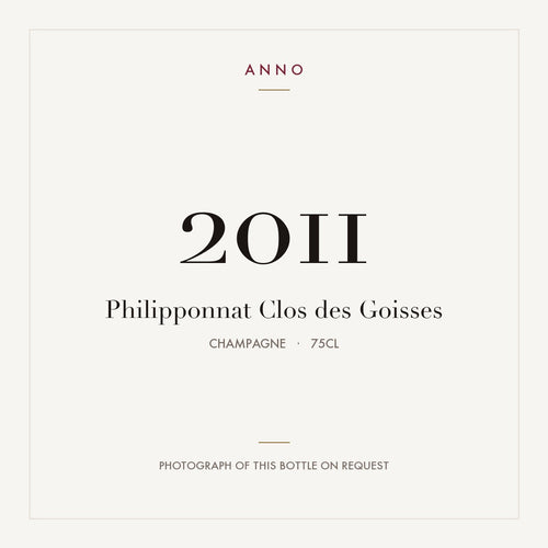 Philipponnat Clos des Goisses 2011 0,75l — карточка урожая ANNO; фото настоящей бутылки по запросу