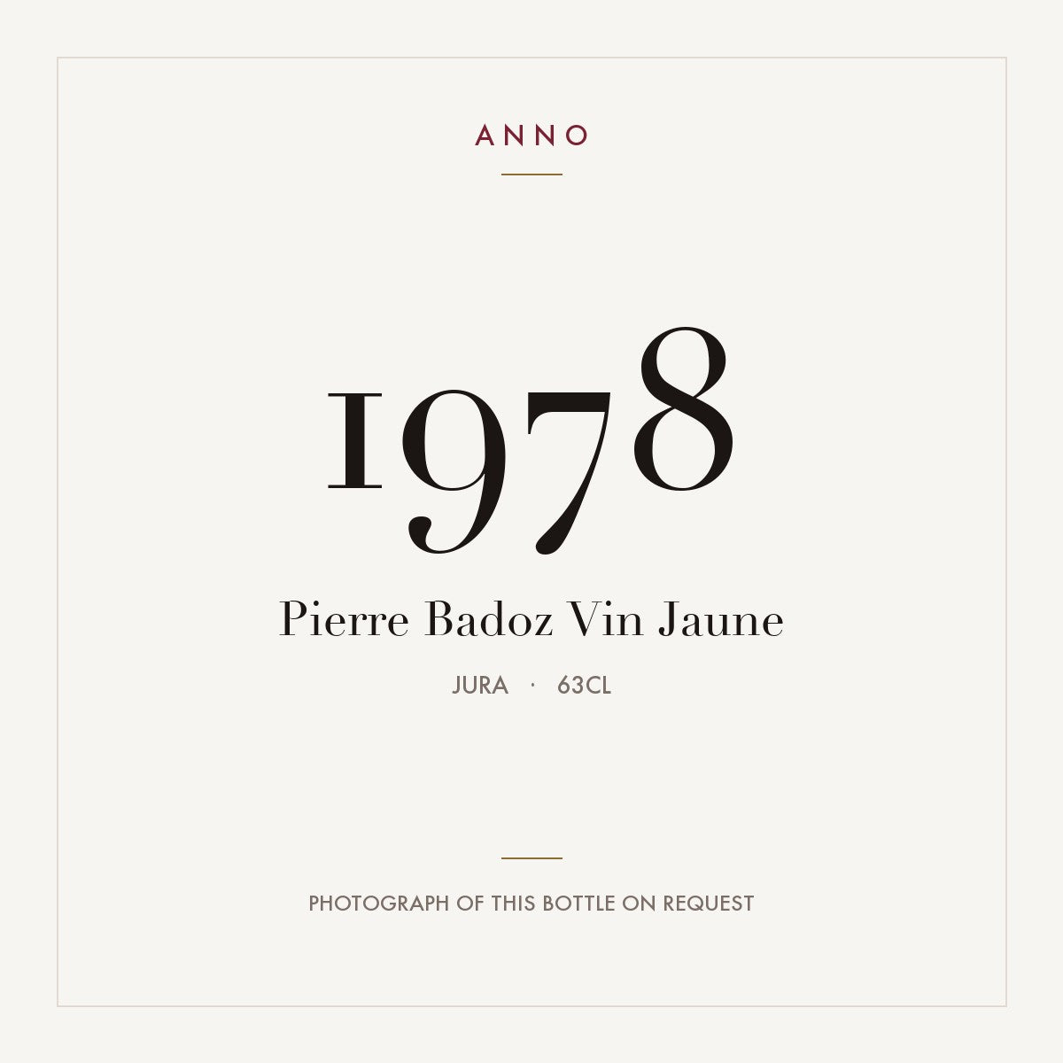 Pierre Badoz Vin Jaune 1978 0,63l, 侏羅 — ANNO 年份卡；實際酒瓶照片可應要求提供