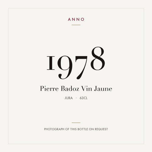 Pierre Badoz Vin Jaune 1978 0,63l, ジュラ — ANNOヴィンテージカード。実際のボトルの写真はご要望に応じてご用意します