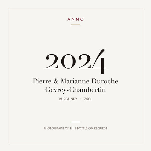 Pierre & Marianne Duroche Gevrey-Chambertin 2024 0,75l — ANNO-Jahrgangskarte; Foto der tatsächlichen Flasche auf Anfrage