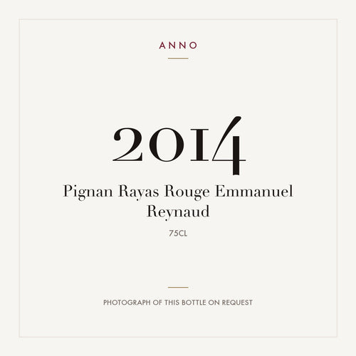 Pignan (Chateau Rayas) Chateauneuf-du-Pape 2014 AOC 0,75l — ANNO vintage card; photograph of the actual bottle available on request