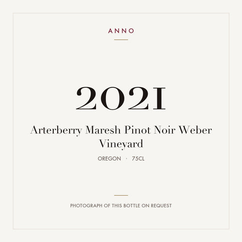 Arterberry Maresh Pinot Noir Weber Vineyard 2021 0,75l from Oregon — ANNO vintage card; photograph of the actual bottle available on request
