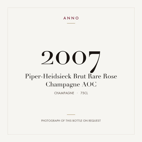 Piper-Heidsieck Brut Rare Rose Champagne 2007 AOC 0,75l from Champagne — ANNO vintage card; photograph of the actual bottle available on request