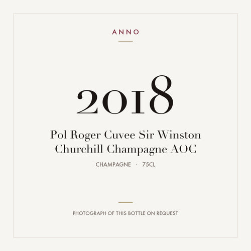 Pol Roger Cuvee Sir Winston Churchill Champagne 2018 AOC 0,75l from Champagne — ANNO vintage card; photograph of the actual bottle available on request