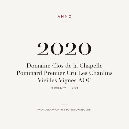 Domaine Clos de la Chapelle Pommard Premier Cru Les Chanlins Vieilles Vignes 2020 AOC 0,75l from Burgundy — ANNO vintage card; photograph of the actual bottle available on request
