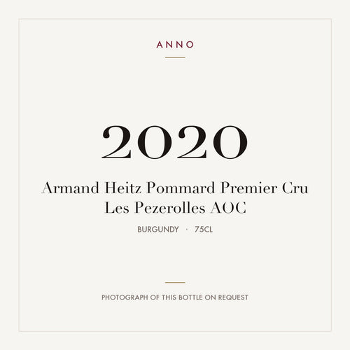 Armand Heitz Pommard Premier Cru Les Pezerolles 2020 AOC 0,75l from Burgundy — ANNO vintage card; photograph of the actual bottle available on request