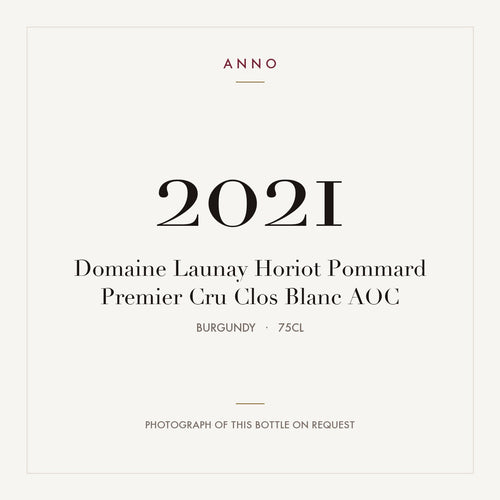 Domaine Launay Horiot Pommard Premier Cru Clos Blanc 2021 AOC 0,75l from Burgundy — ANNO vintage card; photograph of the actual bottle available on request