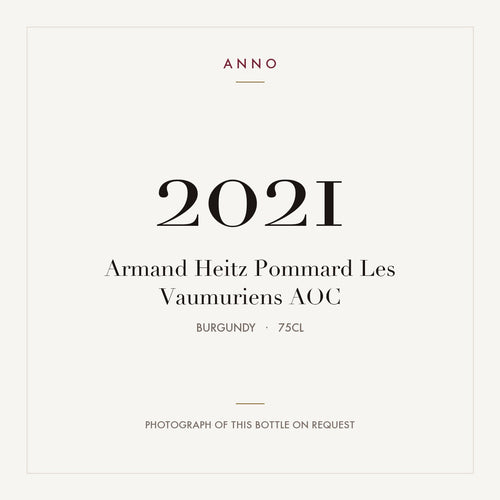 Armand Heitz Pommard Les Vaumuriens 2021 AOC 0,75l from Burgundy — ANNO vintage card; photograph of the actual bottle available on request