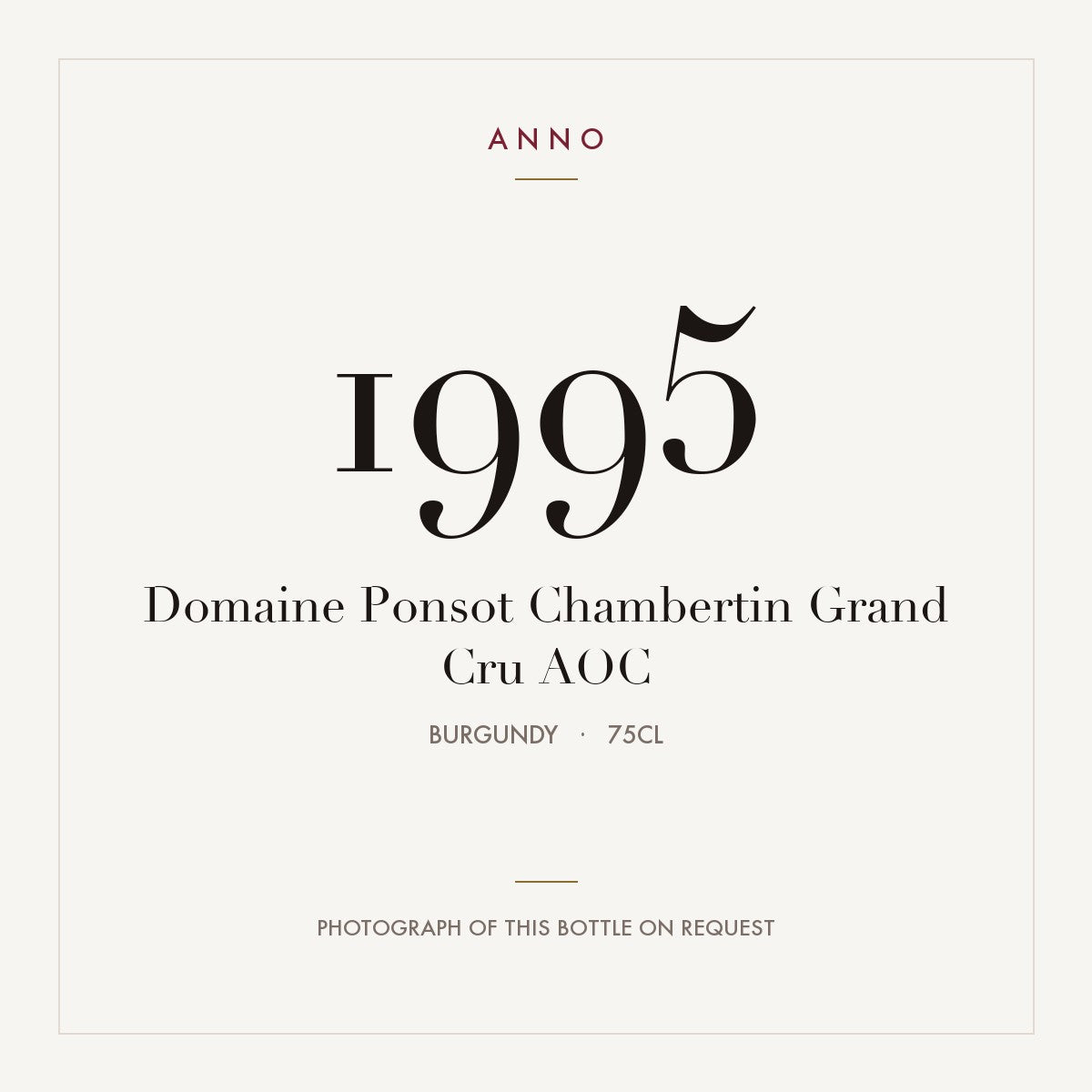 Domaine Ponsot Chambertin Grand Cru 1995 AOC 0,75l, Bourgogne — ANNO-årgangskort; foto af den faktiske flaske på forespørgsel