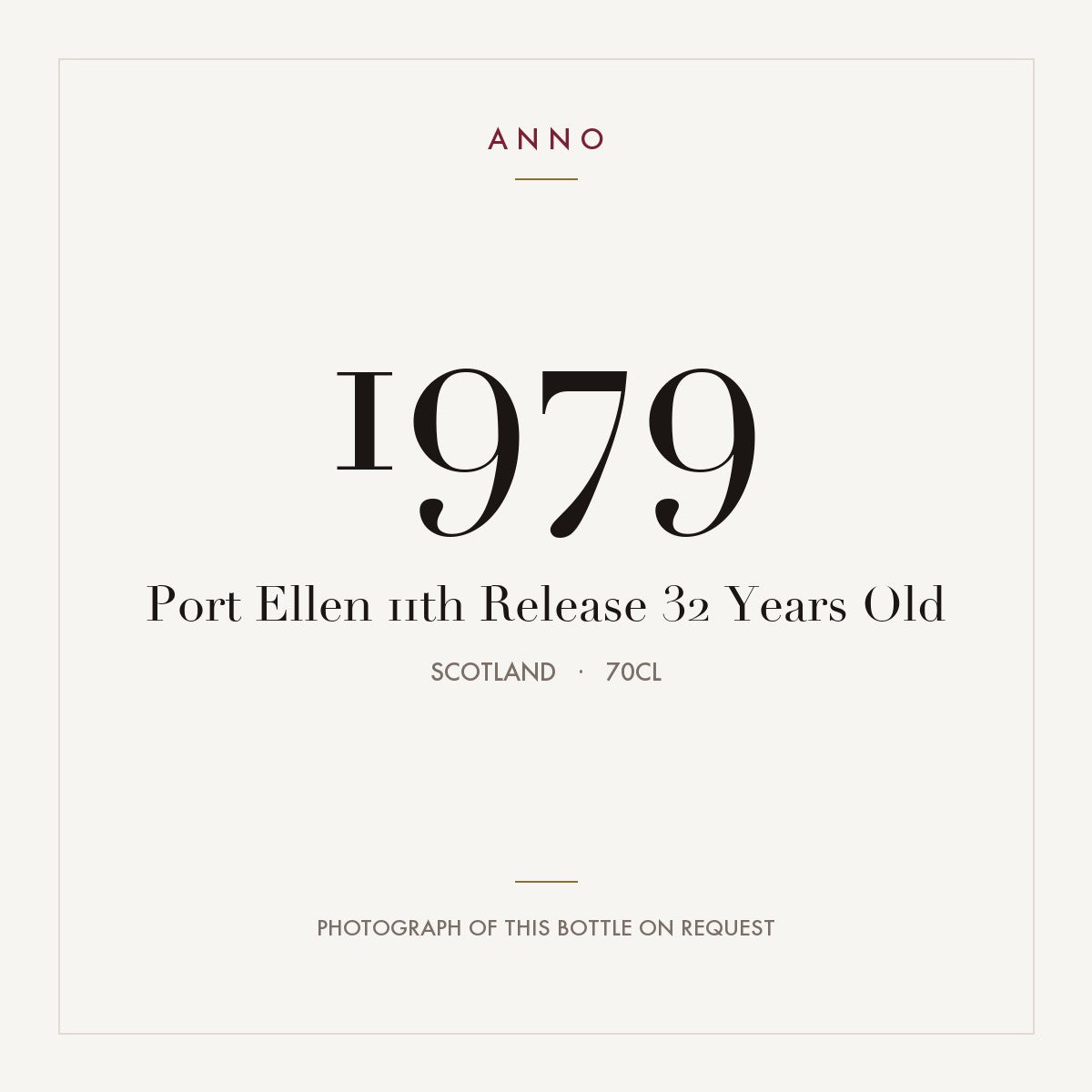 Port Ellen 11th Release 32 Years Old 1979 0,7l, スコットランド — ANNOヴィンテージカード。実際のボトルの写真はご要望に応じてご用意します