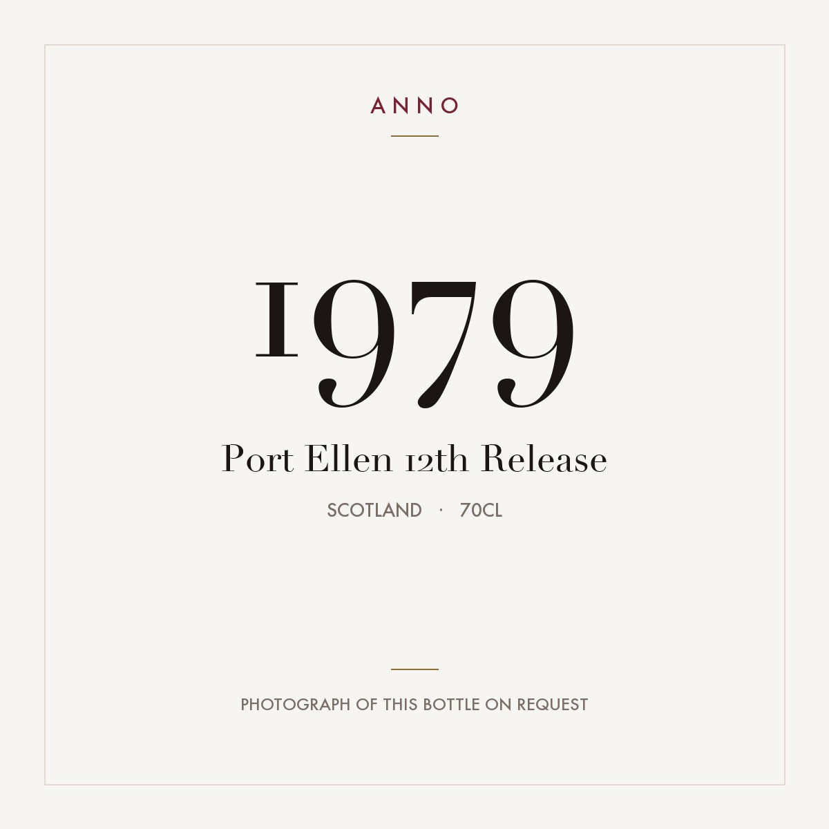 Port Ellen 12th Release 1979 0,7l, スコットランド — ANNOヴィンテージカード。実際のボトルの写真はご要望に応じてご用意します