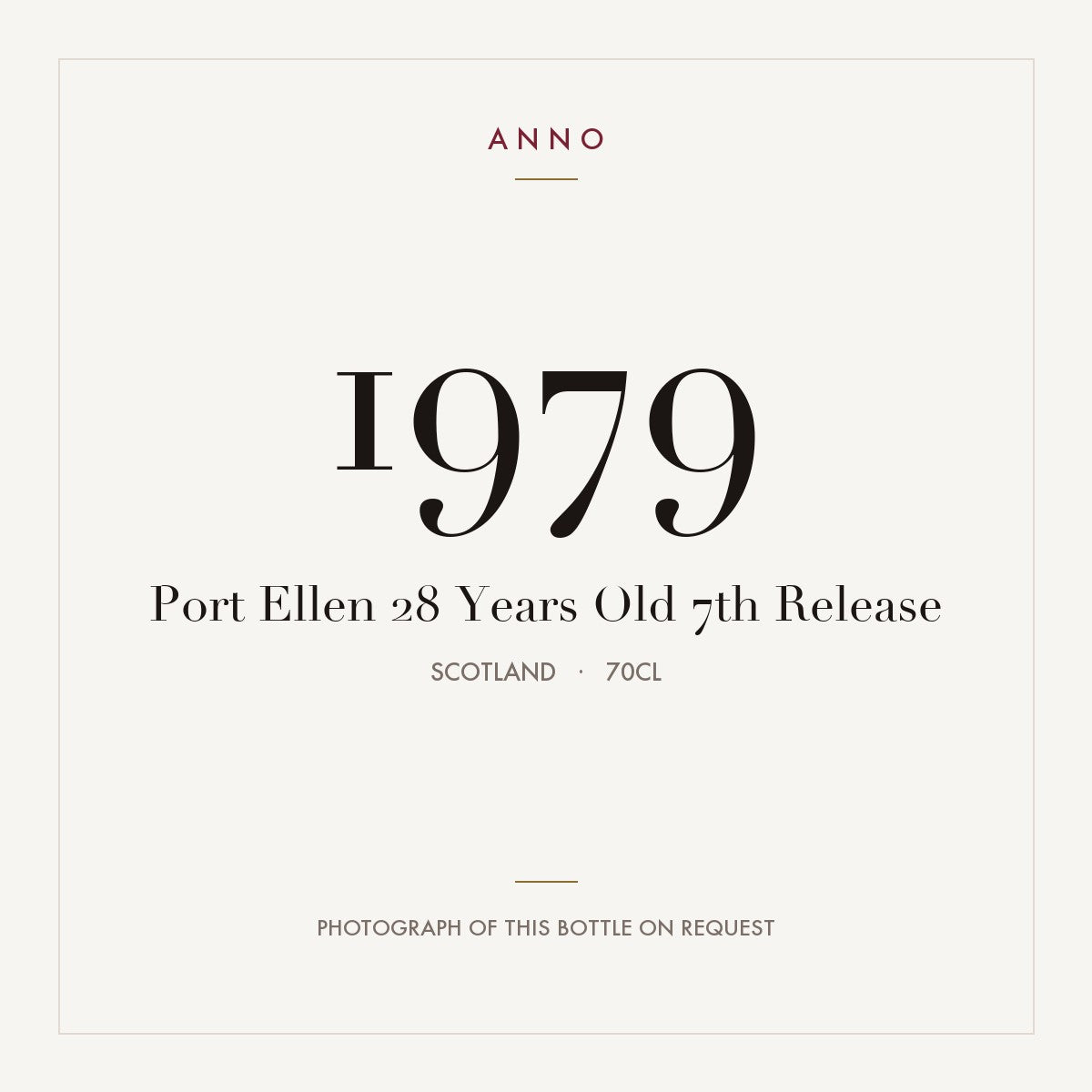 Port Ellen 28 Years Old 7th Release 1979 0,7l, スコットランド — ANNOヴィンテージカード。実際のボトルの写真はご要望に応じてご用意します