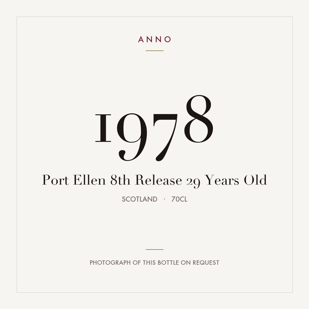 Port Ellen 8th Release 29 Years Old 1978 0,7l, スコットランド — ANNOヴィンテージカード。実際のボトルの写真はご要望に応じてご用意します