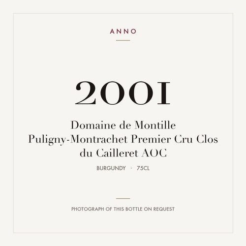 Domaine de Montille Puligny-Montrachet Premier Cru Clos du Cailleret 2001 AOC 0,75l from Burgundy — ANNO vintage card; photograph of the actual bottle available on request