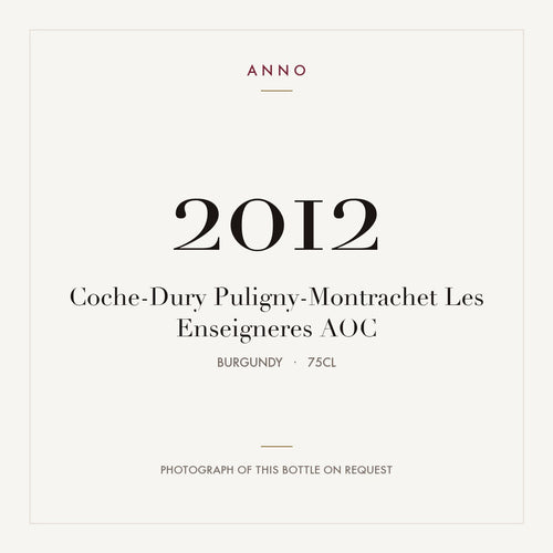 Coche-Dury Puligny-Montrachet Les Enseigneres 2012 AOC 0,75l from Burgundy — ANNO vintage card; photograph of the actual bottle available on request