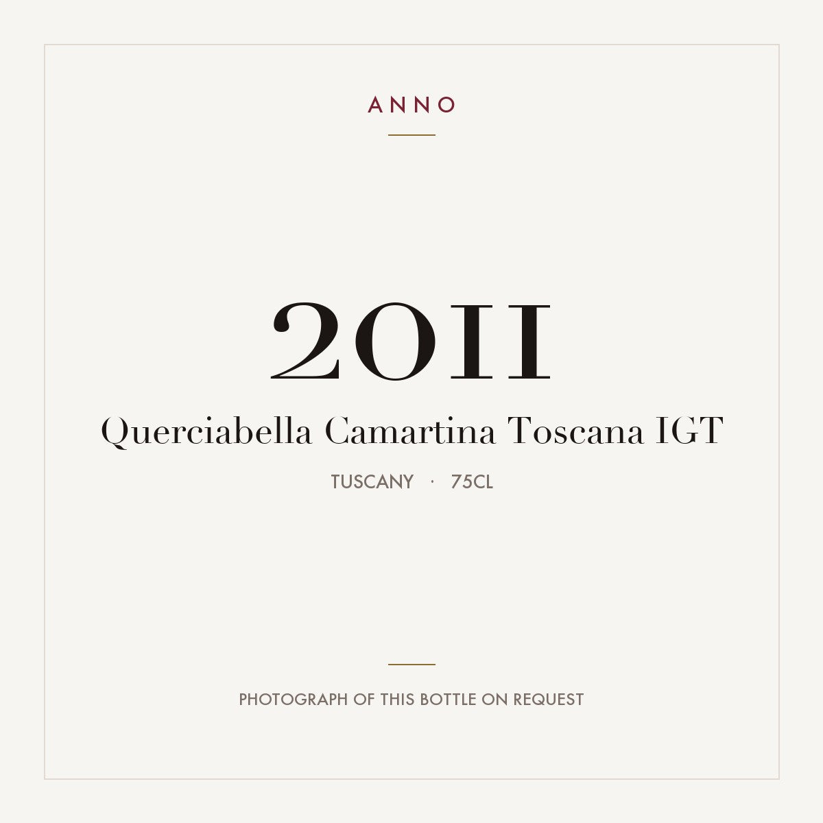 Querciabella Camartina Toscana 2011 IGT 0,75l, 托斯卡尼 — ANNO 年份卡；實際酒瓶照片可應要求提供
