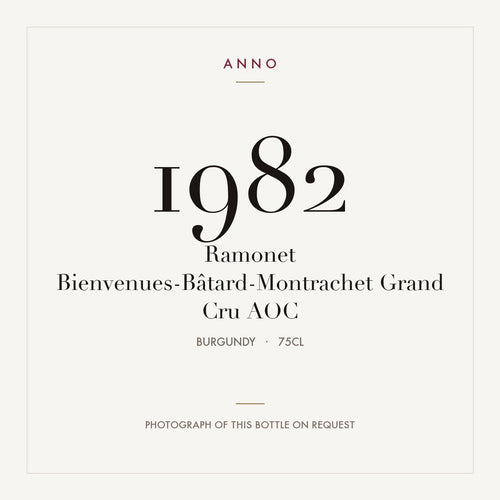 Ramonet Bienvenues-Batard-Montrachet Grand Cru 1982 AOC 0,75l — ANNO vintage card; photograph of the actual bottle available on request