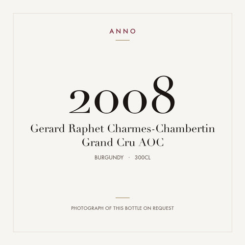 Gerard Raphet Charmes-Chambertin Grand Cru 2008 AOC 3l, Бургундия — карточка урожая ANNO; фото настоящей бутылки по запросу