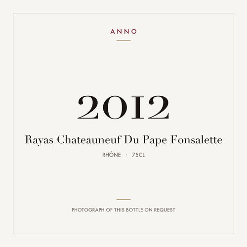 Chateau de Fonsalette Cotes du Rhone 2012 AOC 0,75l — ANNO-Jahrgangskarte; Foto der tatsächlichen Flasche auf Anfrage