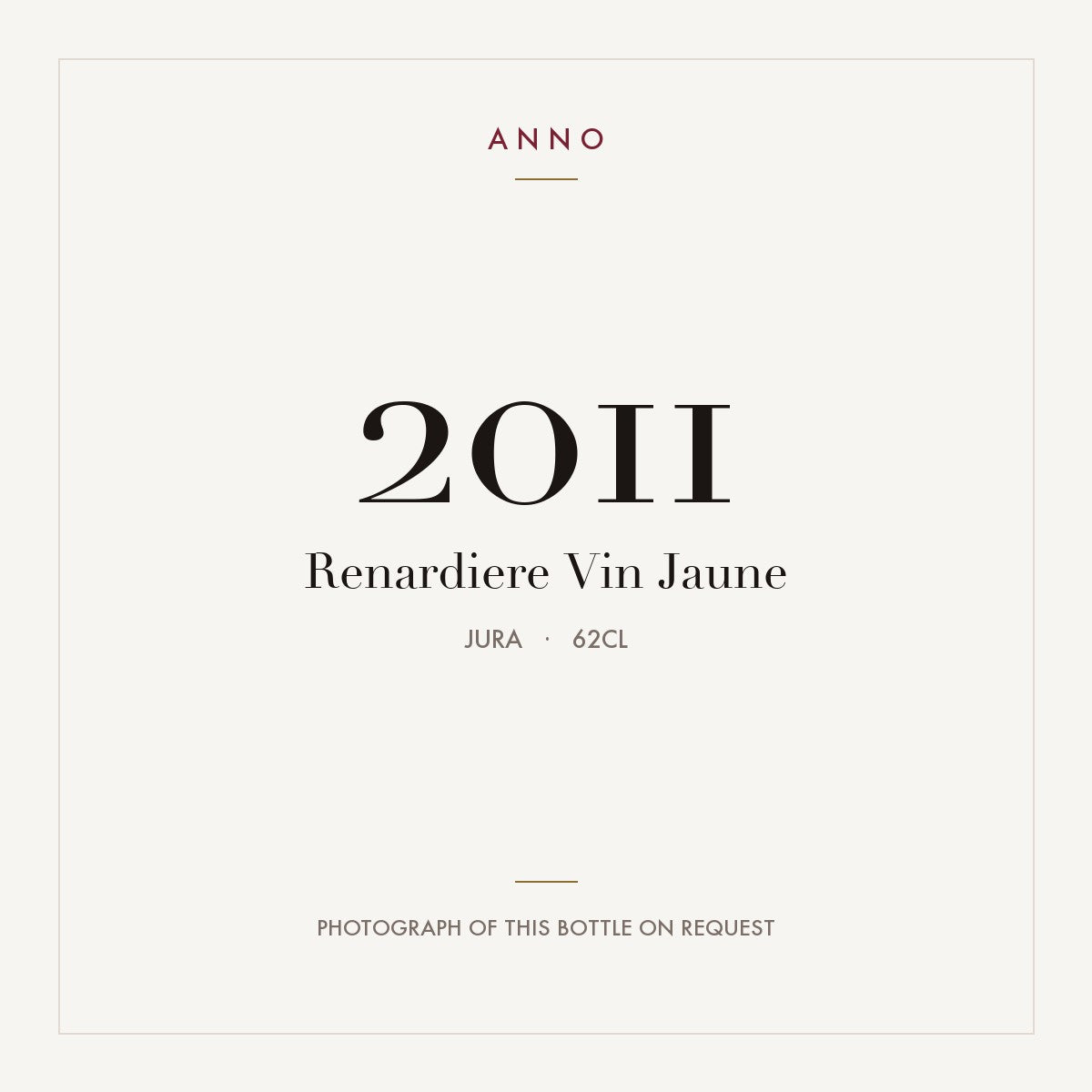 Renardiere Vin Jaune 2011 0,62l, 侏羅 — ANNO 年份卡；實際酒瓶照片可應要求提供