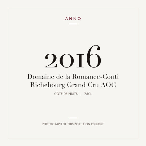 Domaine de la Romanee-Conti Richebourg Grand Cru 2016 AOC 0,75l from Côte de Nuits — ANNO 年份卡；實際酒瓶照片可應要求提供