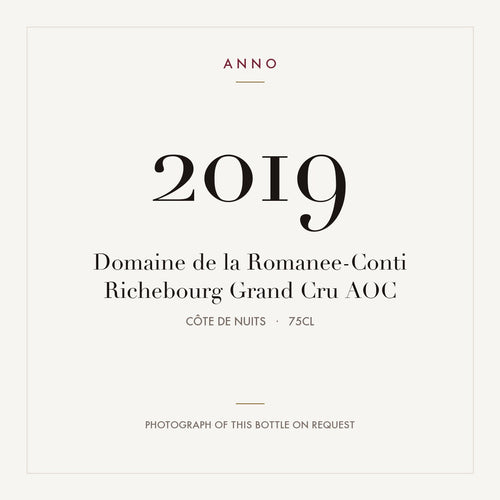 Domaine de la Romanee-Conti Richebourg Grand Cru 2019 AOC 0,75l from Côte de Nuits — ANNO-Jahrgangskarte; Foto der tatsächlichen Flasche auf Anfrage