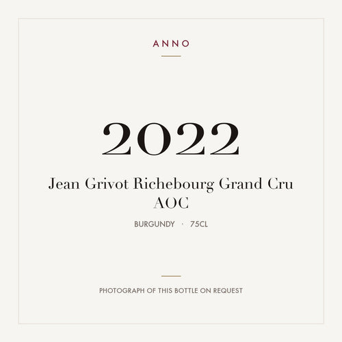Jean Grivot Richebourg Grand Cru 2022 AOC 0,75l from Burgundy — ANNO vintage card; photograph of the actual bottle available on request