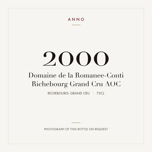 Domaine de la Romanee-Conti Richebourg Grand Cru 2000 AOC 0,75l from Richebourg- Grand Cru — ANNO vintage card; photograph of the actual bottle available on request