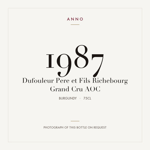 Dufouleur Pere et Fils Richebourg Grand Cru 1987 AOC 0,75l from Burgundy — ANNO vintage card; photograph of the actual bottle available on request
