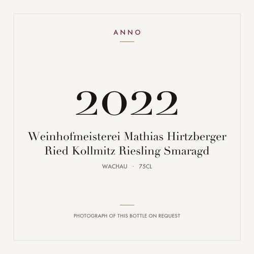 Weinhofmeisterei Mathias Hirtzberger Ried Kollmitz Riesling Smaragd 2022 0,75l from Wachau — ANNO vintage card; photograph of the actual bottle available on request