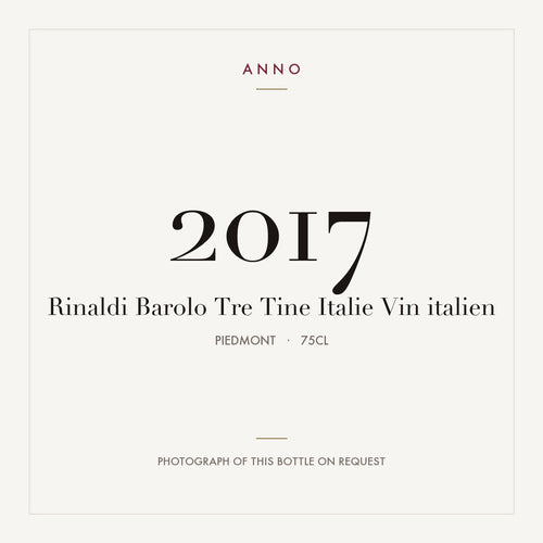 Giuseppe Rinaldi Barolo Tre Tine 2017 DOCG 0,75l — ANNO vintage card; photograph of the actual bottle available on request