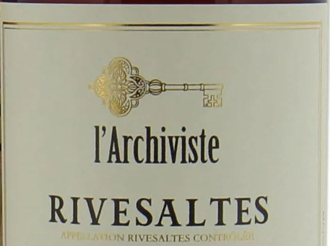 L'Archiviste Rivesaltes AOC — wine label, illustrative image