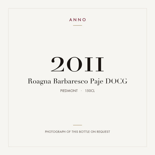 Roagna Barbaresco Paje 2011 DOCG 1,5l, Piemonte — ANNO-årgangskort; foto af den faktiske flaske på forespørgsel