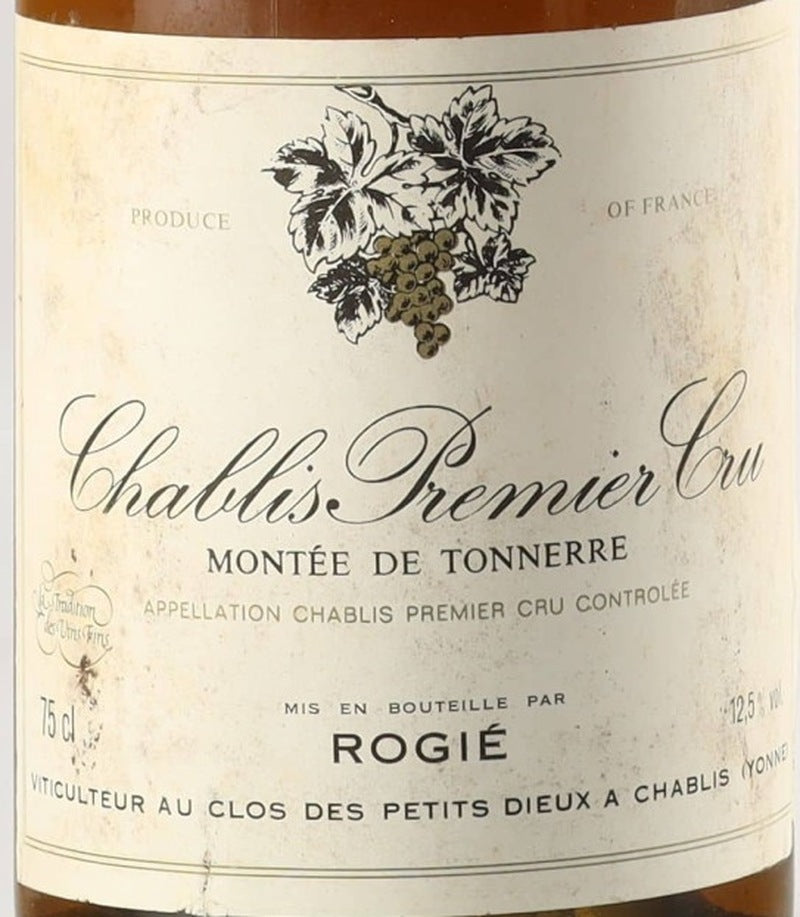 Rogie Chablis Premier Cru Montee de Tonnerre 1991 AOC — wine label