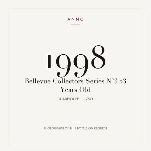 Bellevue Collectors Series N°3 23 Years Old 1998 0,75l from Guadeloupe — ANNO vintage card; photograph of the actual bottle available on request