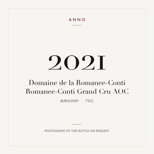 Domaine de la Romanee-Conti Romanee-Conti Grand Cru 2021 AOC 0,75l from Burgundy — ANNO vintage card; photograph of the actual bottle available on request