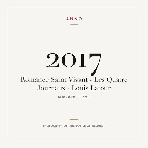 Louis Latour Romanee-Saint-Vivant Grand Cru Les Quatre Journaux 2017 AOC 0,75l — ANNO vintage card; photograph of the actual bottle available on request