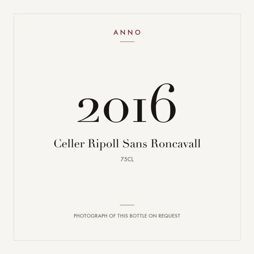 Celler Ripoll Sans Roncavall 2016 0,75l — ANNO vintage card; photograph of the actual bottle available on request