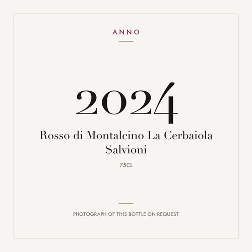 Salvioni Rosso di Montalcino La Cerbaiola 2024 DOC 0,75l — ANNO vintage card; photograph of the actual bottle available on request