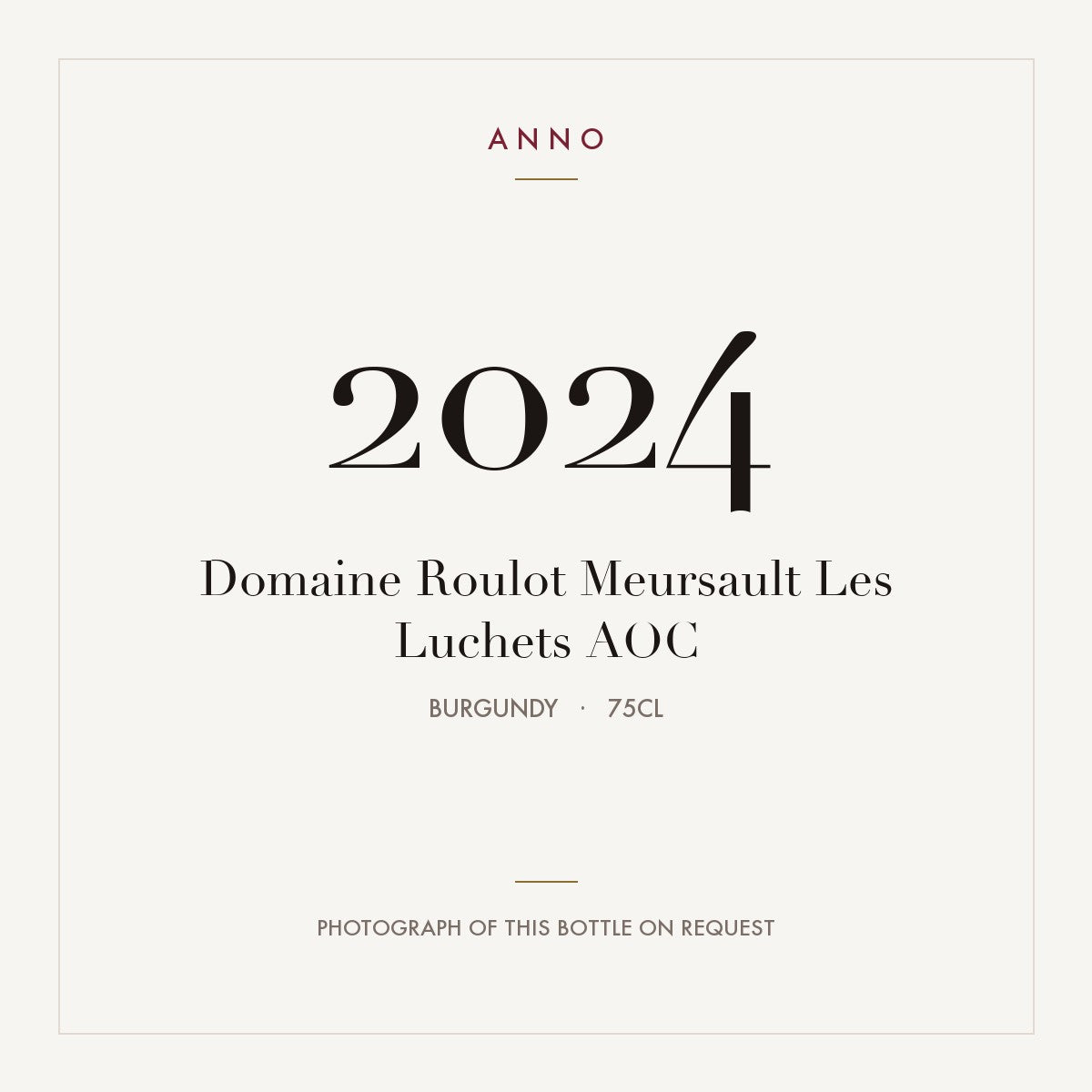 Domaine Roulot Meursault Les Luchets 2024 AOC 0,75l, Borgoña — tarjeta de añada ANNO; foto de la botella real disponible bajo petición